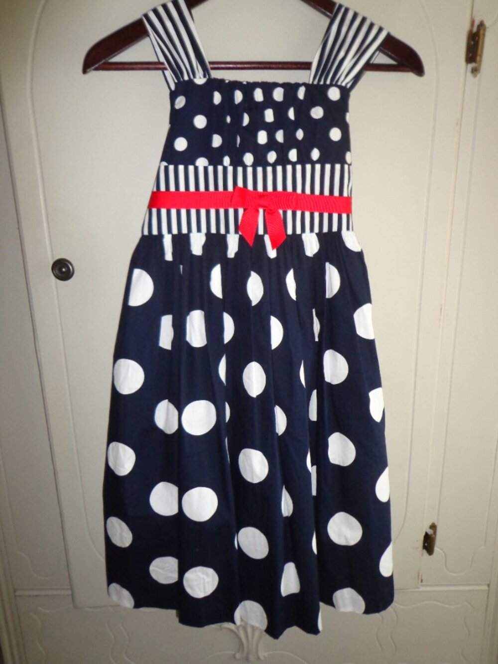 NWOT Bonnie Jean Girl's Dress Size 10 Navy/White Fully Lined Zip Closure